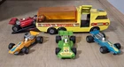 Vintage 1970 Team Matchbox Carrier with 4 Formula 1 cars. No Boxes