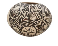 Vintage Mata Ortiz Pottery 5" Olla Pot Polychrome Designed By SAUL VELOZ