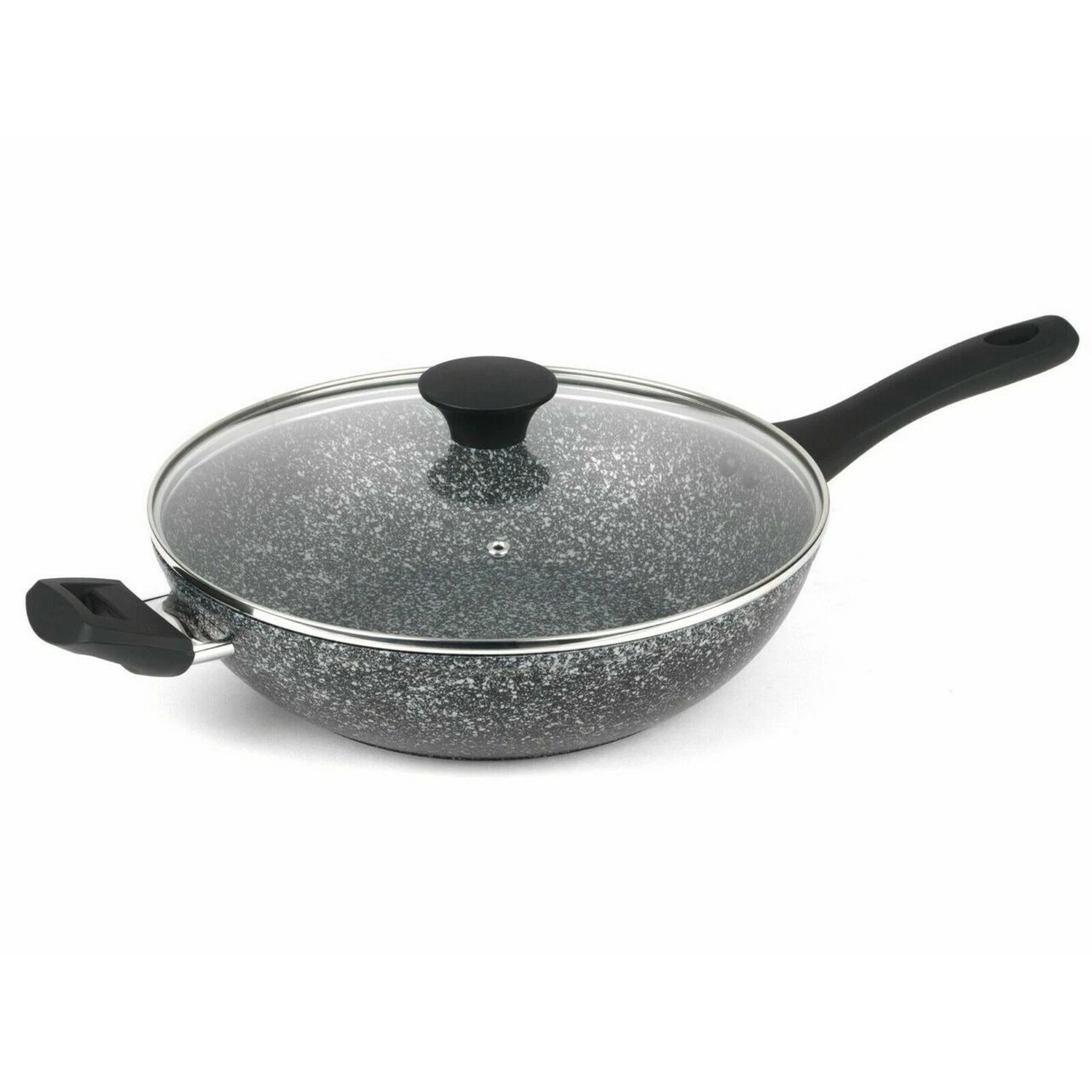 Salter 28cm Megastone Collection Non Stick Forge Aluminium Cooking Wok Glass Lid