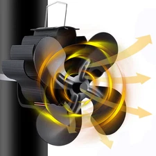 Heat Powered 4 Blades Stove Fan,Silent Flue Pipe Fireplace Fan, Eco-Friendly on 