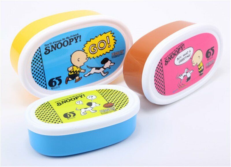 JAPAN MADE SKATER SNOOPY 65TH ANNIVERSARY MICROWAVE LUNCH BOX 3 SZT ZESTAW) 307232