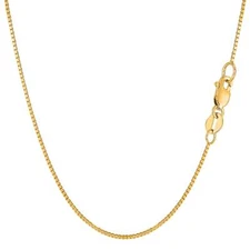 14k Yellow Real Solid Gold Mirror Box Chain Necklace, 0.8mm, 20"
