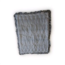 Vintage Quiltex Quilted Baby Blanket Crib Lace Trim White Blue Floral 48"x 36"
