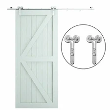 5/6/6.6/8 FT Stainless Steel Sliding Barn Door Hardware Kit Sturdy Silvery Track