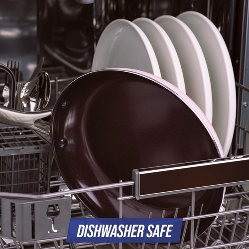 Sartén antiadherente de cerámica sin toxinas Pink Diamond de 10” para horno segura como se ve en la televisión - Imagen 7 de 7