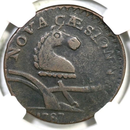 1787 56-n NGC VF Details Camel Head New Jersey Colonial Copper Coin
