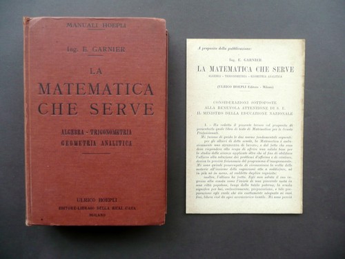La Matematica che Serve Algebra Trigonometria E. Garnier Hoepli Milano 1930 - 第 1/3 張圖片