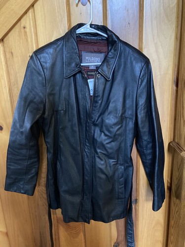 Men’s Wilson Leather Brown Medium Zip & Tie. Jacket Coat Vintage