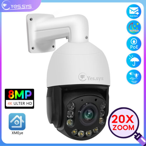 20 x zoom 360° 8 mégapixels audio bidirectionnel 4K PTZ POE HD caméra de sécurité compatible Hikvision - Photo 1 sur 14