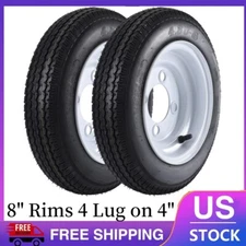 🆕2 pack Trailer Tires 4.80-8 with 8" Rims 4 Lug X 4" Tire Max Load 760LBS 90PSI