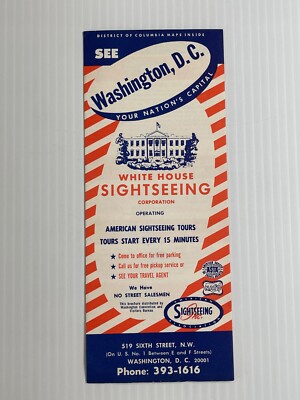Vintage 1960s - White House / Washington D.C. Travel Map Guide Brochure