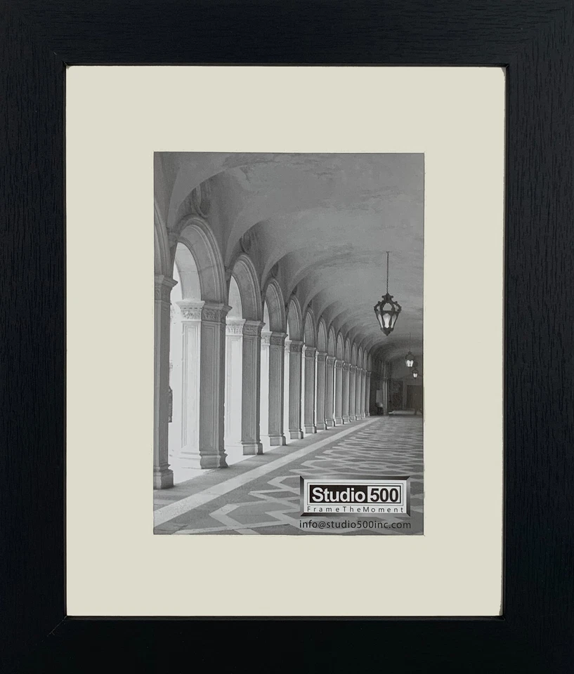 Conjunto de 6 molduras para fotos Studio 500 5 x 7 pol. preto de mesa desgastado 4x6 pol. tapete - Imagem 2 de 4