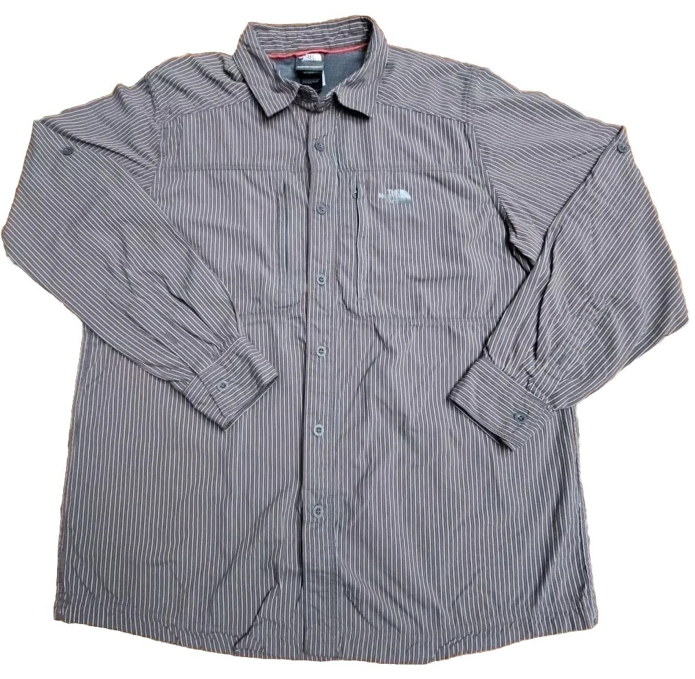 Mens North Face Fishing Vented Shirt Large Long Sleeve Button Down Hiking