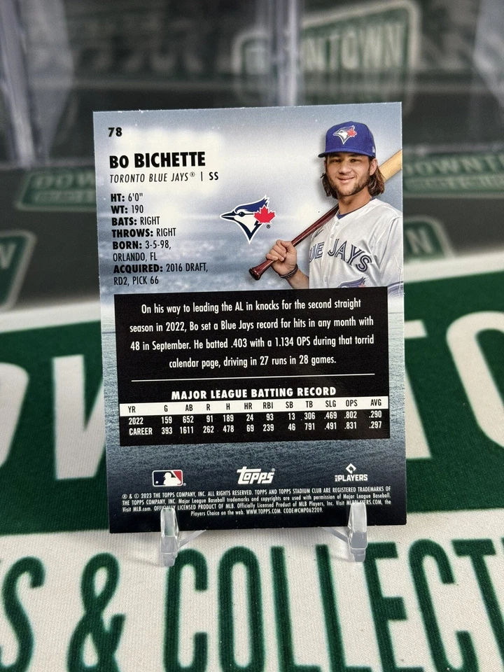 Bo Bichette 2023 Stadium Club #78 1991 Design Variation SP /200 - Blue Jays - Image 2 of 2