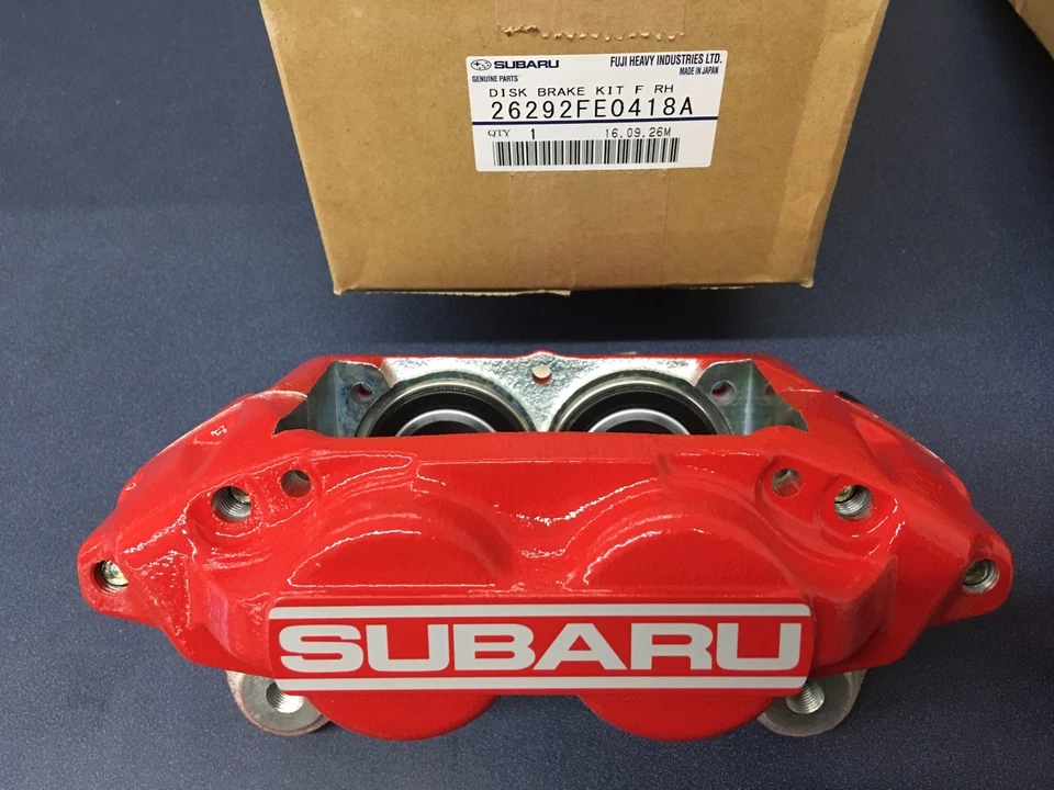 正品 SUBARU WRX 原始设备制造商红色 SUBARU 4 PISTON Brake CALIPER 前套装 2006-07 一对 — 第 3/3 张图片