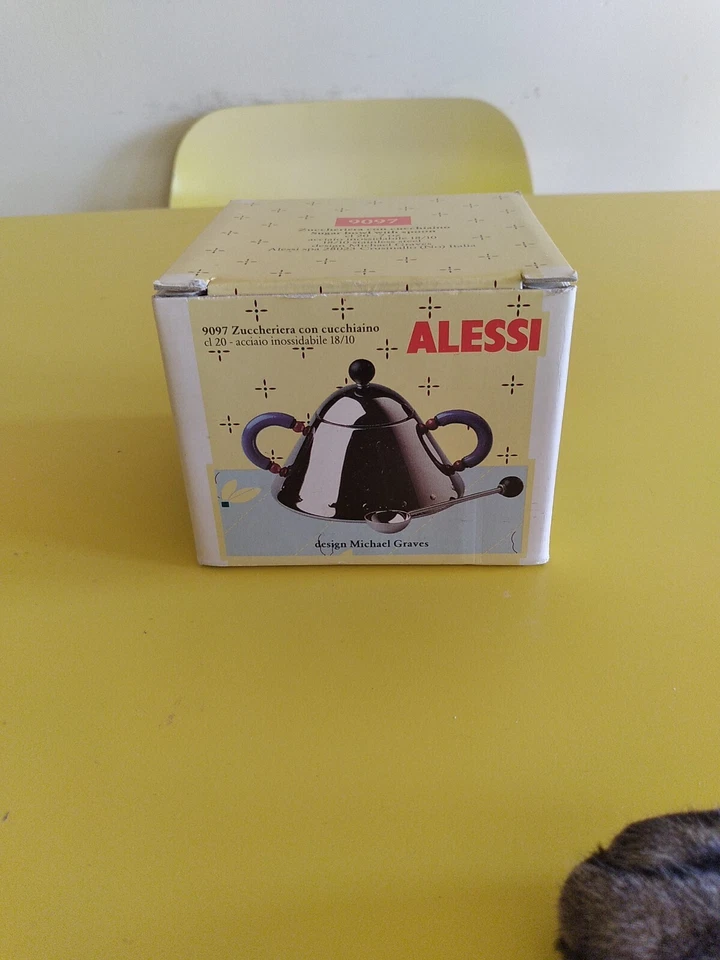 Alessi Michael Graves Design Series Stainless Steel Sugar Bowl w/ Spoon - Blue - Image 3 of 3