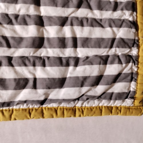 LAND OF NOD Yellow Gray Stripes Penguins Reversible Quilt Baby Comforter - Picture 24 of 24