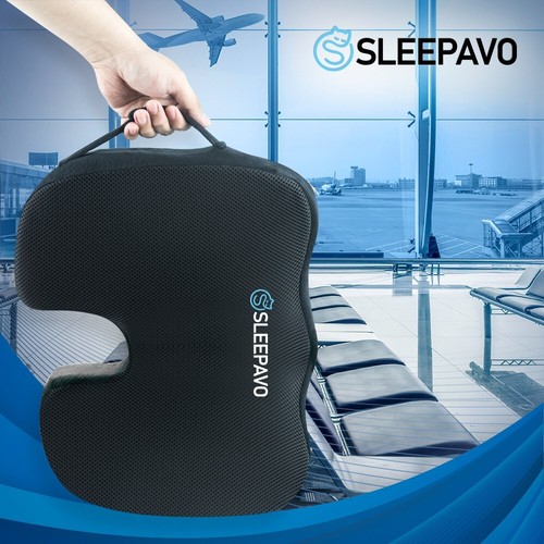 Schwarzes weiches Memory Foam Sitzkissen kühlendes Gelkissen für Rücken- & Steißbeinschmerzen - Bild 3 von 7