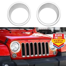Chrome Headlight Cover Trim Ring for 2007-2017 Jeep Wrangler JK JKU Accessories