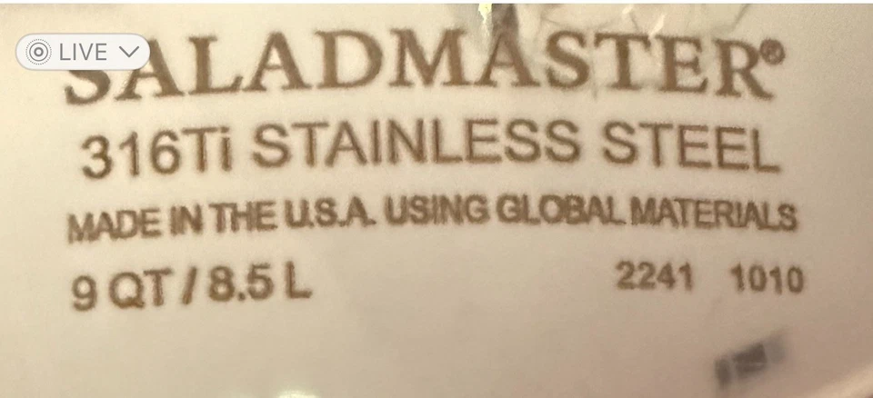 Saladmaster Braiser Wok 316Ti - Titanio Acero Inoxidable 9 Cuartos EE. UU. Foto 2 de 4