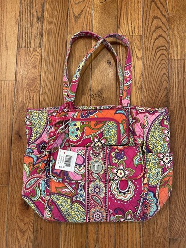 Vera Bradley Pink Swirls Paisley Quilted Purse Tote Bag Wallet Set Lot - Picture 3 of 9