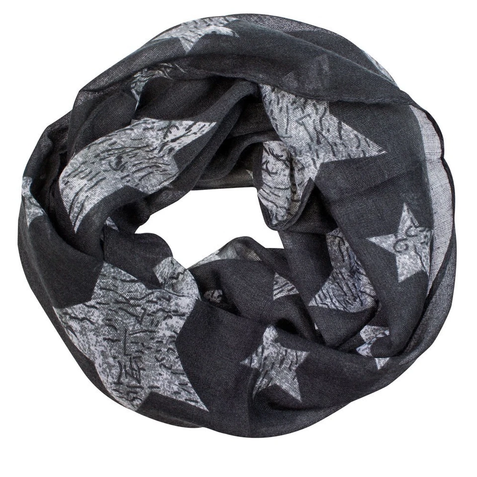 Écharpe Tube Enfant à Boucles Tissu Viscose Étoiles Grandes Anthracite - Photo 1/1
