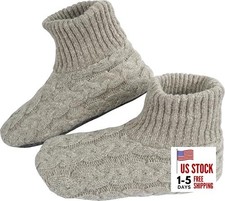Fuzzy Slipper Socks for Women Non Slip House Socks with 8.5-10.5 1 Pair Khaki