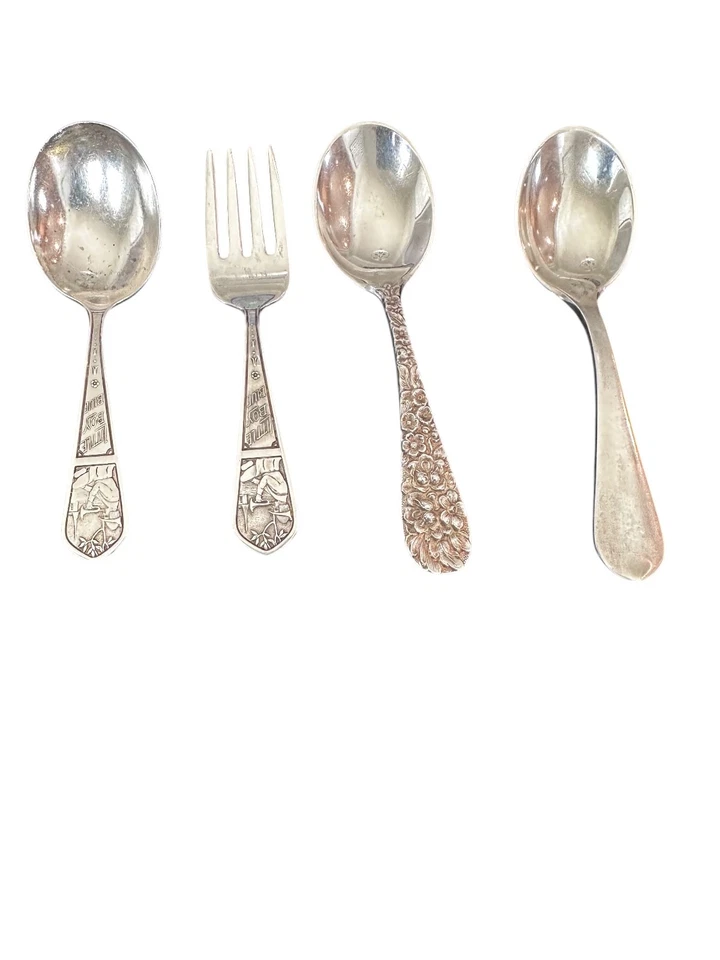 Juego de bebé azul Rogers Sterling Little Boy con caja 2 cucharas Stieff Sterling 82 gramos Foto 2 de 4