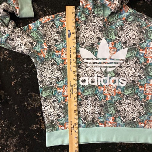 Adidas Youth Girls Hooded Pullover jungle tropical print long sleeve zebra bird - Picture 10 of 10