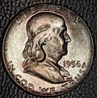 1956 Franklin Half Dollar,  BU Details- Obv. Scratched, Pretty Toning,