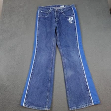 Jordache Jeans Womens 15/16 Blue Side Stripe Mesh Flare Bootcut Denim JO5 Patch