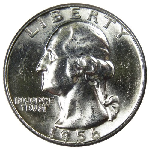 1956 D Washington Quarter BU Uncirculated Mint State 90% Silver 25c US Coin