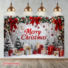 1pc 2D Flat Printing Christmas Festive Scene Decor  Polyester Fabric Photography