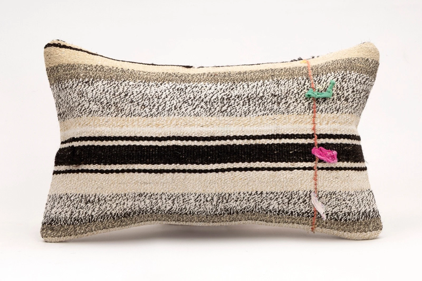 Decorative Pillow Cover, 12x20 in, Turkish Kilim Cushion, Boho Sofa Throw Pillow