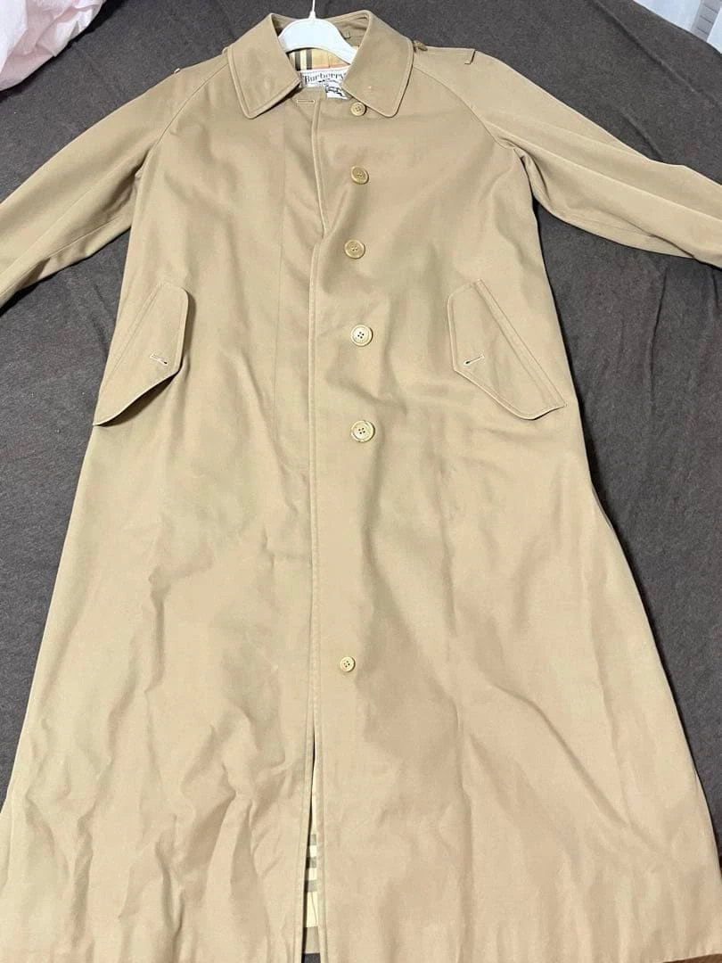 Gabardina Burberrys Vintage Nova Check forrada de un solo pecho beige para mujer