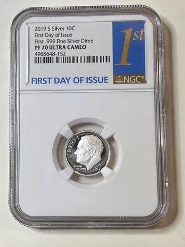2019 S Roosevelt First .999 Silver Dime 10C NGC PF 70 Ultra Cameo 1st Day Issue