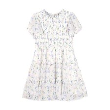 Zunie NWT Kids' Metallic Floral Flutter Sleeve Smocked Bodice Party Dress Girl 7