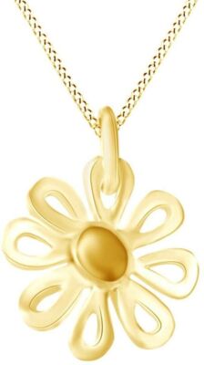 Daisy Flower Two Tone Pendant 18