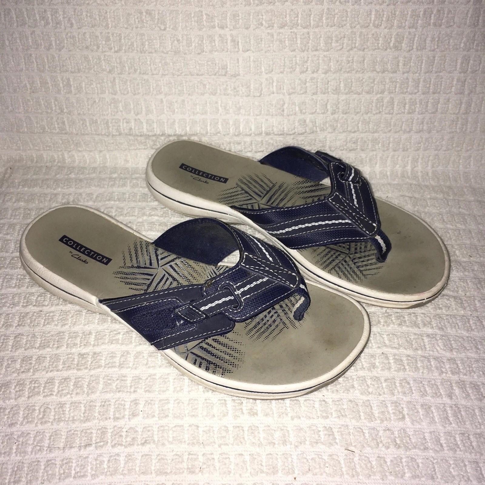 Clarks Sandalo Infradito Brinkley Flora Donna Tg 6 M Blu Pelle Regolabile