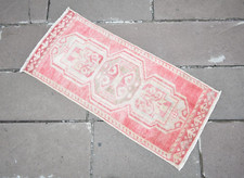 Alfombra turca 19"" x 41"" de colección tinte apagado alfombra Oushak anudada a mano pequeña alfombra de lana