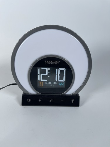 Soluna-S Light Black Tabletop LCD Wake-up Sunrise Alarm Clock w/Temp. and USB - Picture 2 of 5