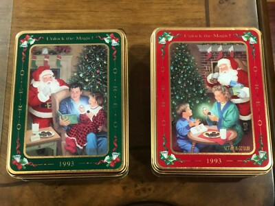 Two Different 1993 Nabisco Oreo Cookie Holiday Christmas Tins  Excellent Shape