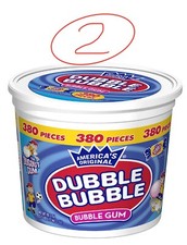 2 PK Dubble Bubble Bubble Gum 60.3 oz. 380 pcs. Each Bucket Total 760 pcs.