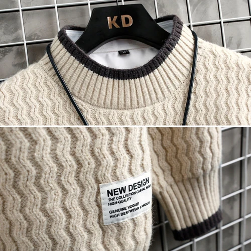 Winter Turtleneck Pullover Patchwork Sweater Men Tops Knitted Christmas Jumper - Picture 10 of 20