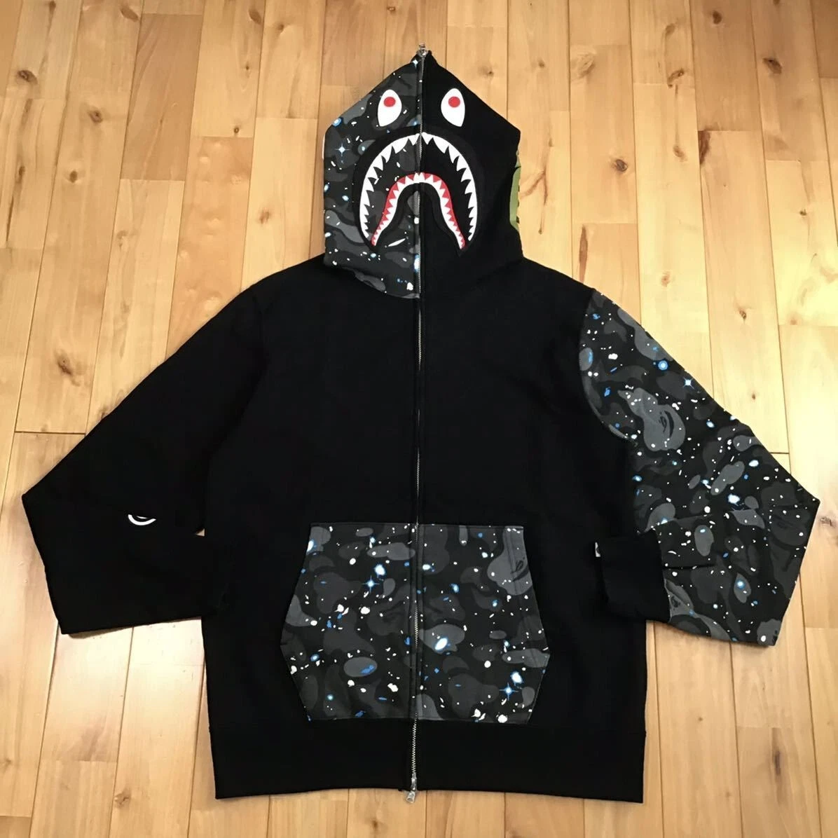 BAPE Glow in the dark space camo Shark full zip hoodie A Bathing
