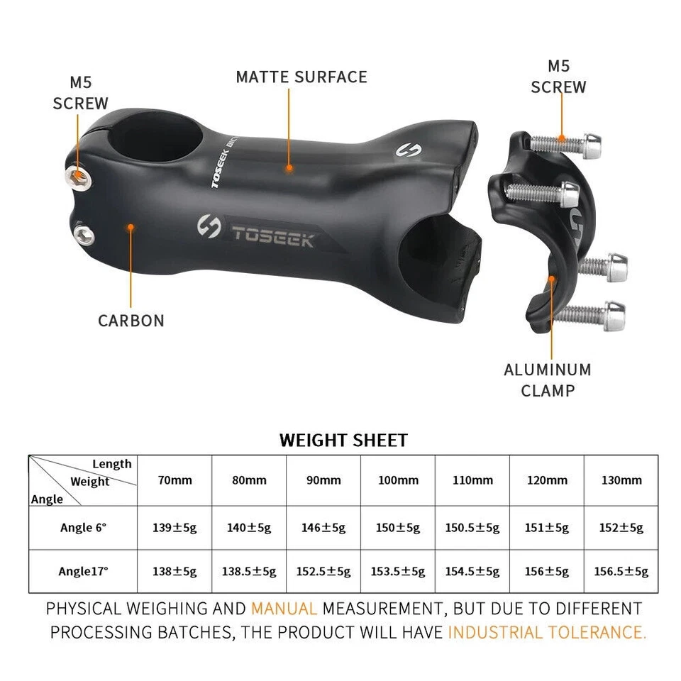 UD Carbon Bicycle Stem 6/17° Bicycle Stems MTB Road Bike Handlebar Stem 31.8mm - Image 2 of 4