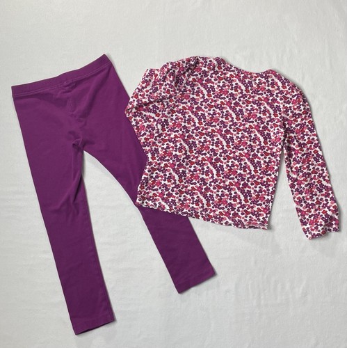 Old Navy Girls Flowers Long-Sleeve & Purple Leggings Set Sz 5T - Picture 2 of 7