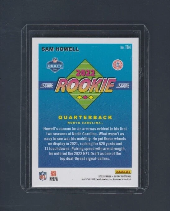 2022 Panini Score Football Throwback Rookie Card # TB4 Sam Howell - Image 2 of 2