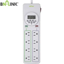 BN-LINK 8 Outlet Surge Protector with 7Day Digital Timer (4 Timed +4 Always On)