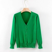 Femme Cardigan Tricot Veste Bouton Pull Manteau Col V Manches Longues